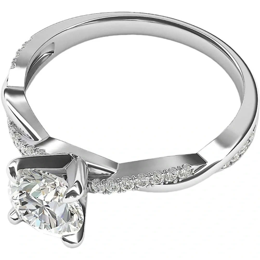 Sterling Silver Twisted Vine Simulated 1.0 CT Diamond Ring
